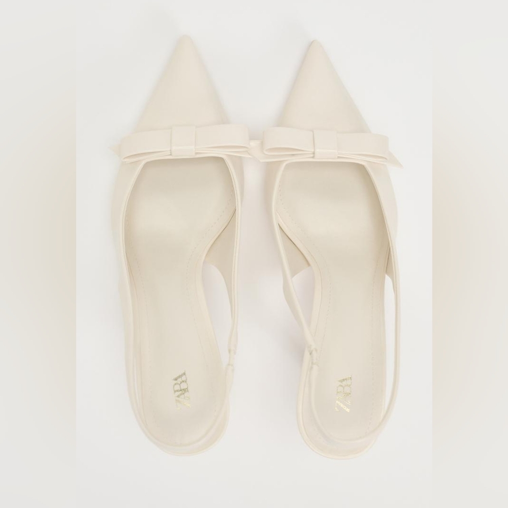 BOW TRIM SATIN EFFECT HEELED SHOES